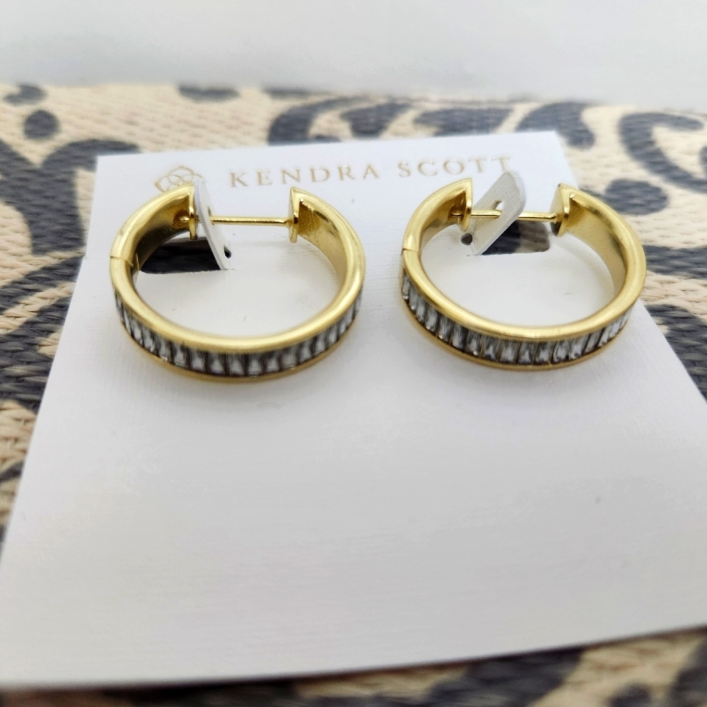 SOLD!!!    Kendra Scott  Crystal & Gold Hoop Earrings - Picture 7 of 8